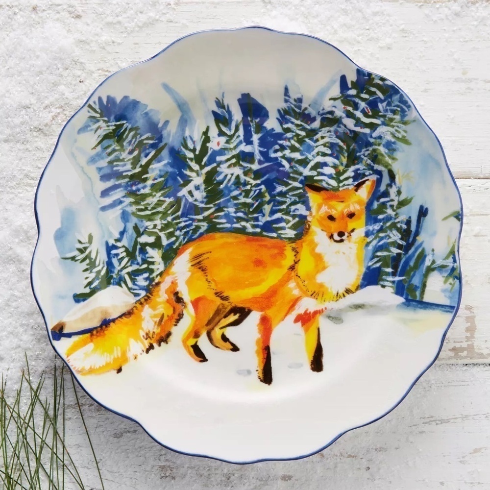 NWOT Anthropologie Voutsa Winterland Dessert Plate, Fox, Out of Stock - Picture 4 of 6